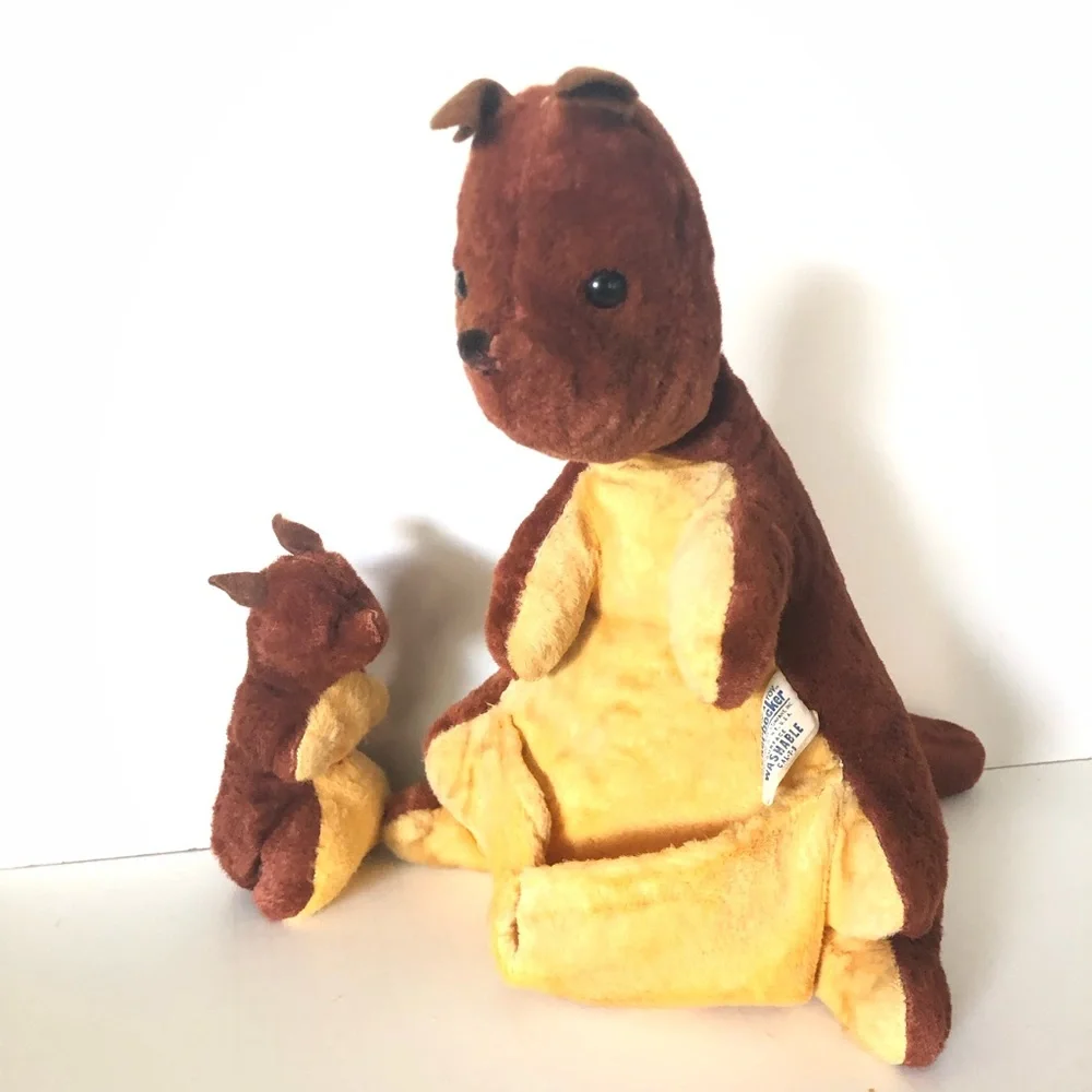 Vintage plush Kanga and Roo stuffed toy authentic from Winnie the Pooh 1963